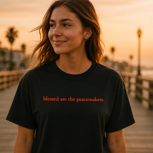Blessed Are the Peacemakers |  Embroidered Oversized Tee