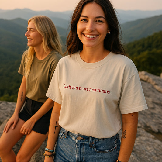Faith Can Move Mountains | Embroidered Oversized Tee