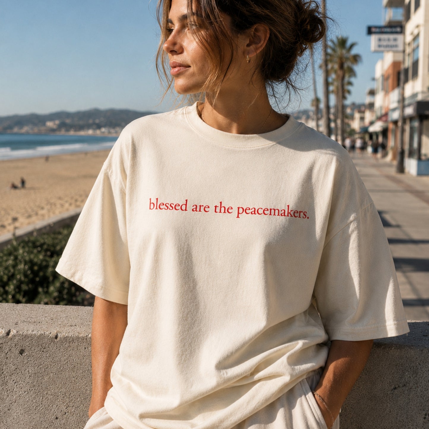 Blessed Are The Peacemakers | Embroidered Heavy Faded Tee