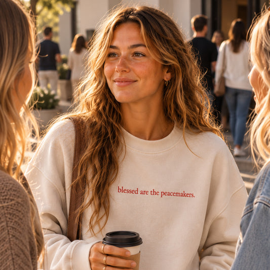 Blessed Are the Peacemakers | Embroidered Crewneck Sweatshirt