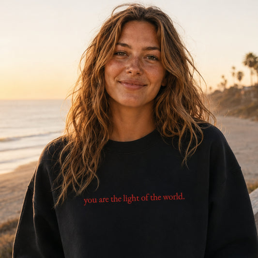 You Are the Light of the World – Embroidered Premium Crewneck