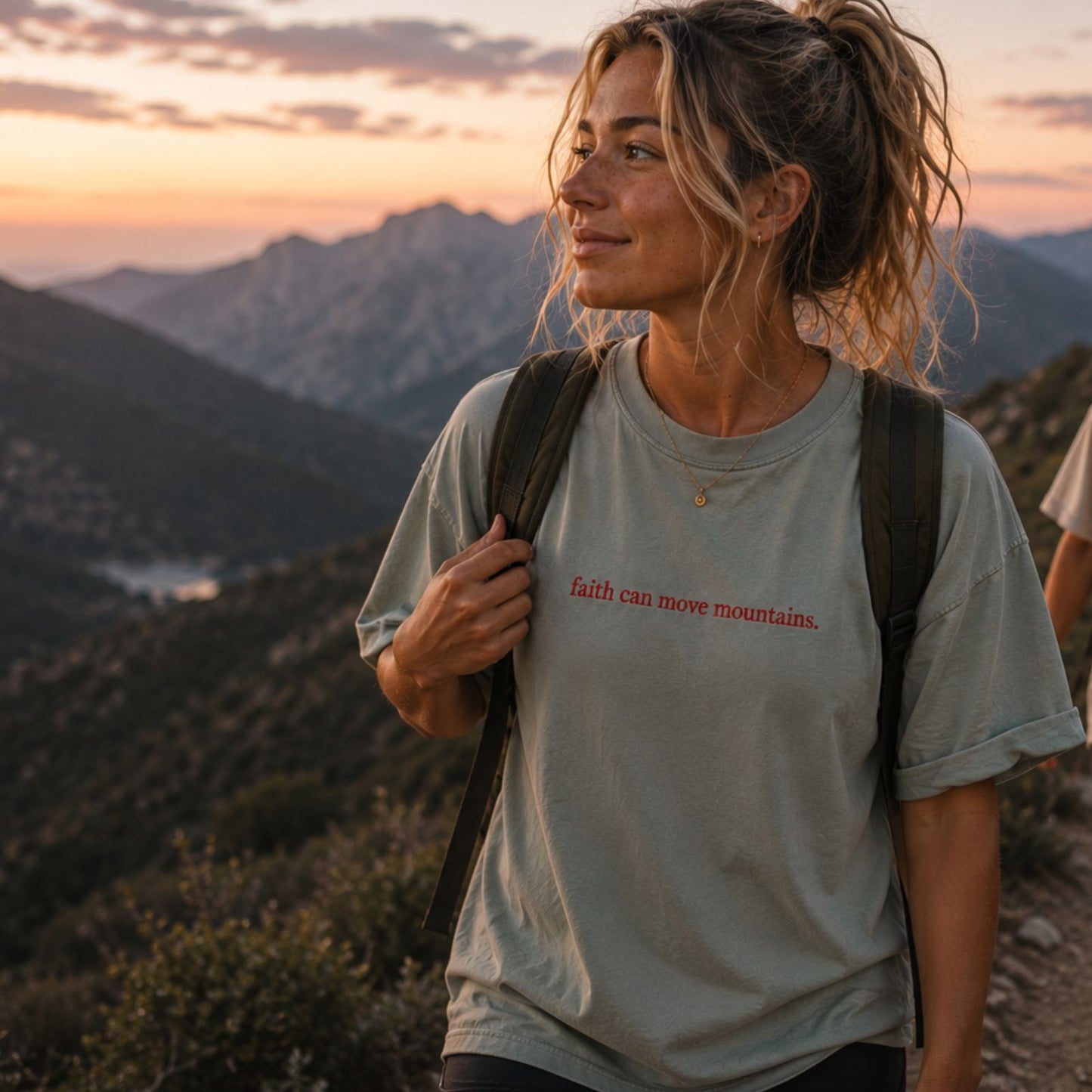 Faith Can Move Mountains | Embroidered Heavy Faded Tee