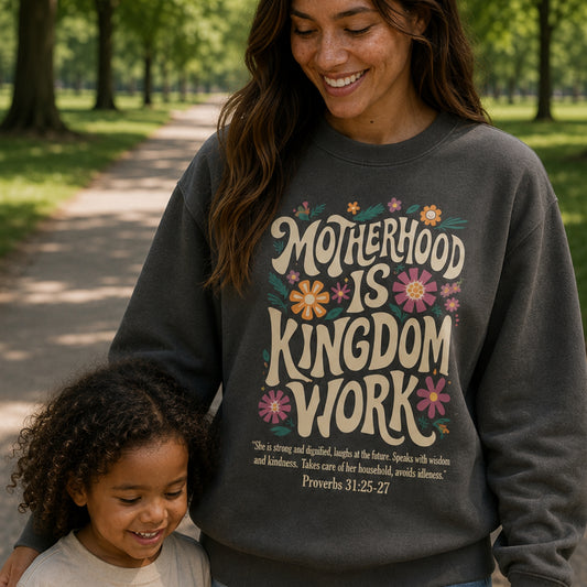 Motherhood is Kingdom Work Boho | Crewneck