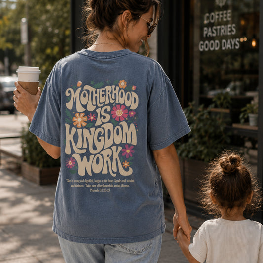 Motherhood is Kingdom Work Boho | Heavyweight Tee
