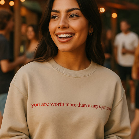 You Are Worth More Than Many Sparrows | Embroidered Unisex Sweatshirt