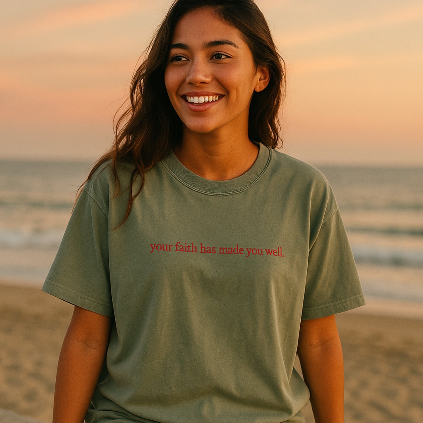 Your Faith Has Made You Well | Embroidered Oversized Tee